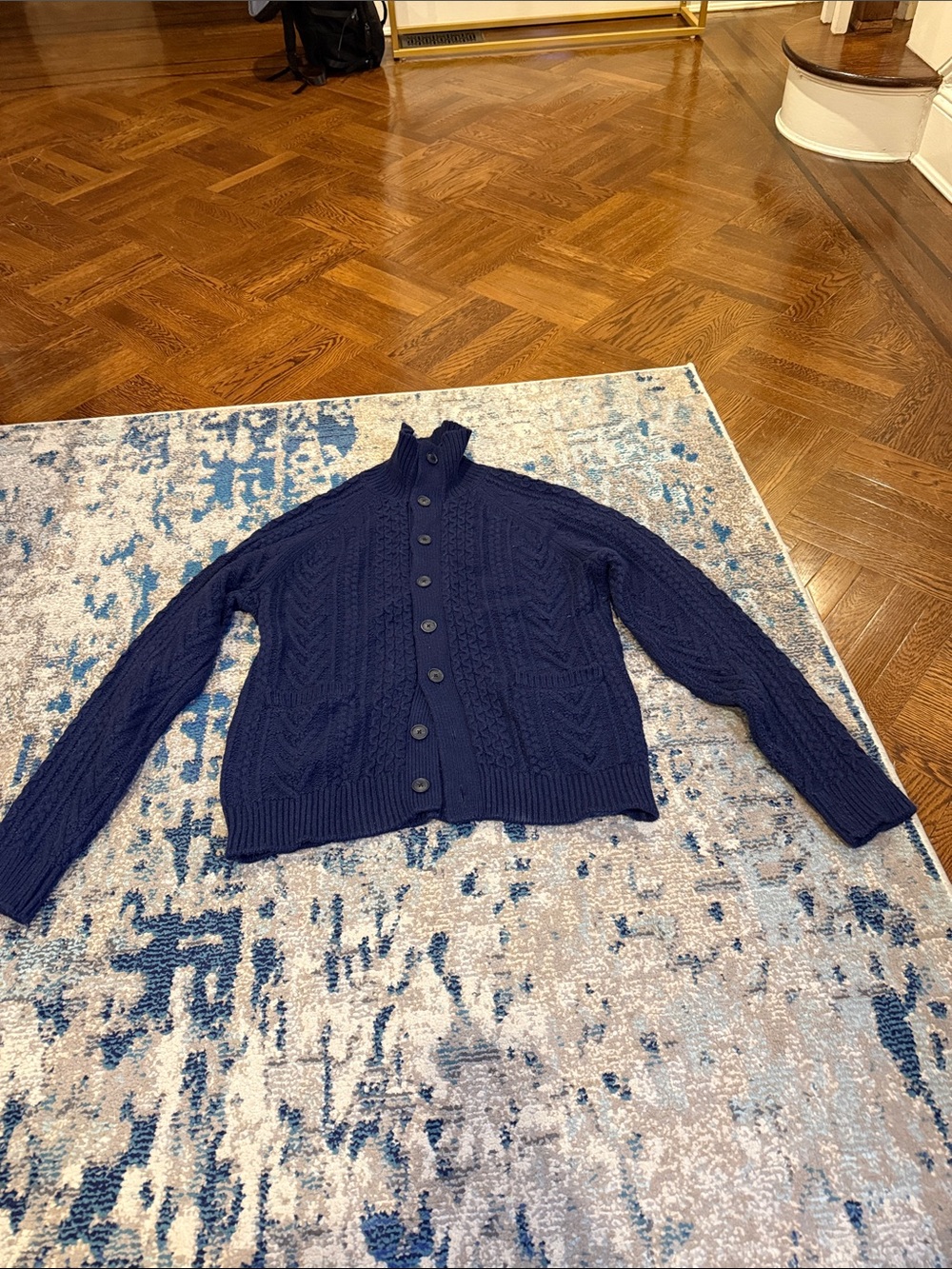 J. Crew Navy Cable-Knit Button Cardigan